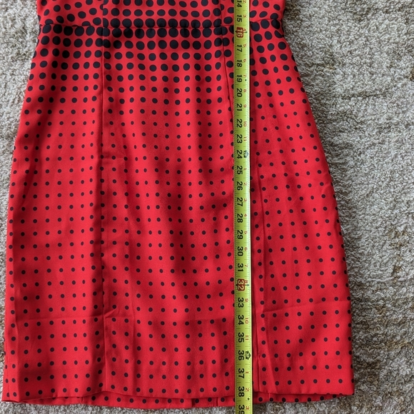 J. CREW OPTIC GRAPHIC DOT SHEATH Professional DRESS RED BLACK Sz 10 Knee Length - Picture 7 of 13